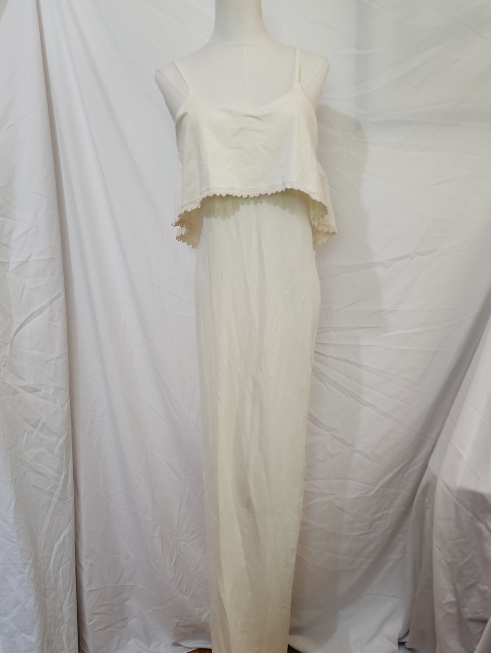Hemp Cream Spaghetti Strap Layered Maxi Dress